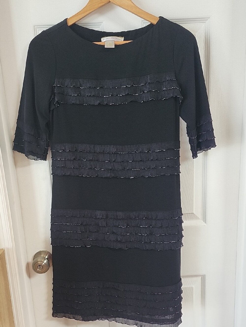 Morgan McFeeters Black Ruffle-Trim Midi Dress